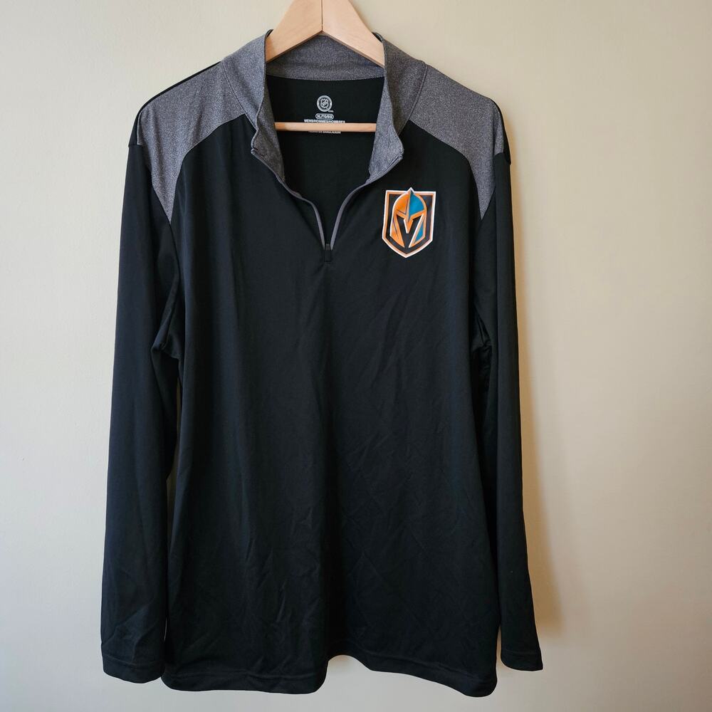 Vegas Golden Knights NHL 1/4 Zip Pullover, Size XL Black Pockets
